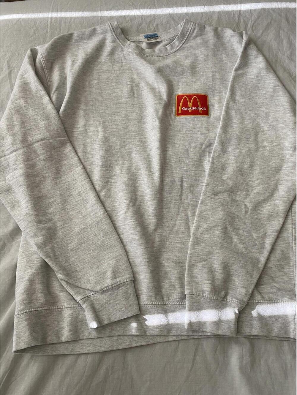 cactus jack mcdonalds mens staff crew neck white pullover sweater size xl